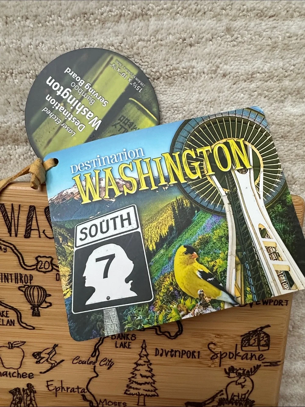 Totally Bamboo Destination Washington State State-Shaped Serving Cutting Board